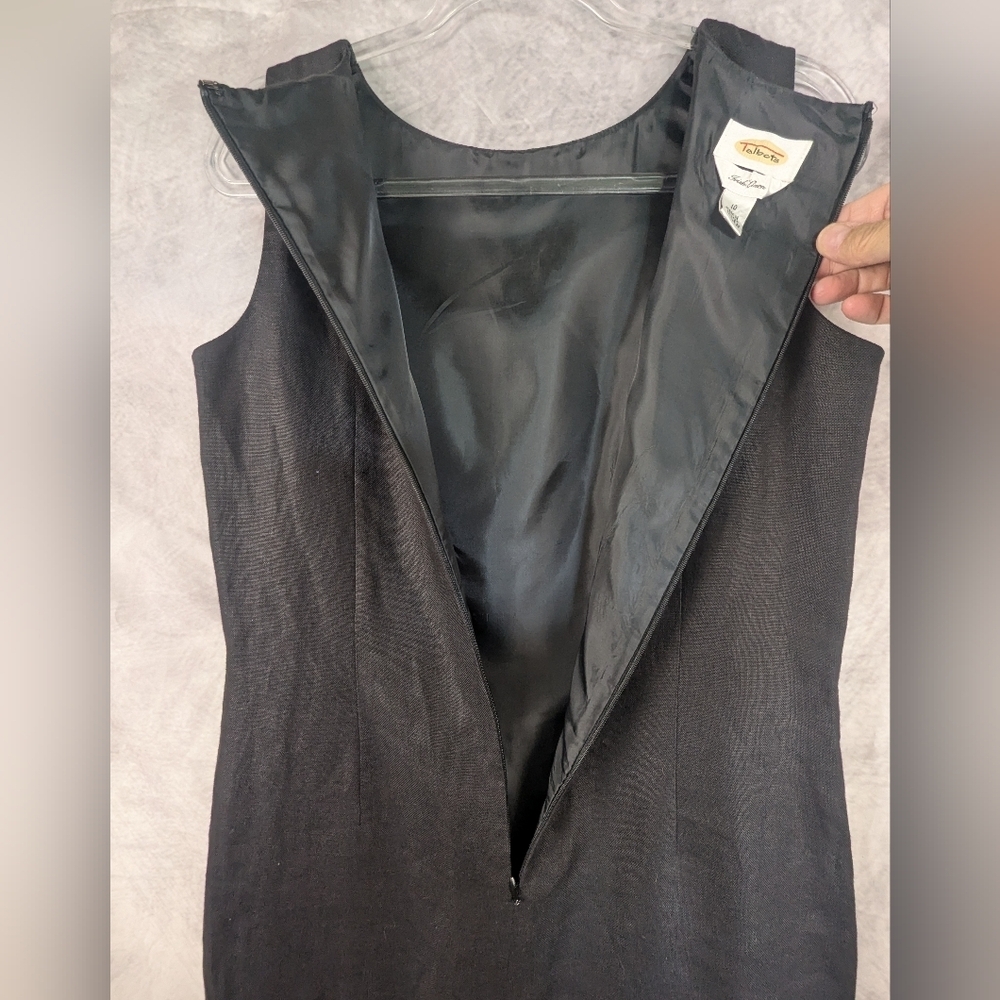 Talbots Size 10 Irish Linen Black Sleeveless Sheath Dress Midi - Picture 3 of 10